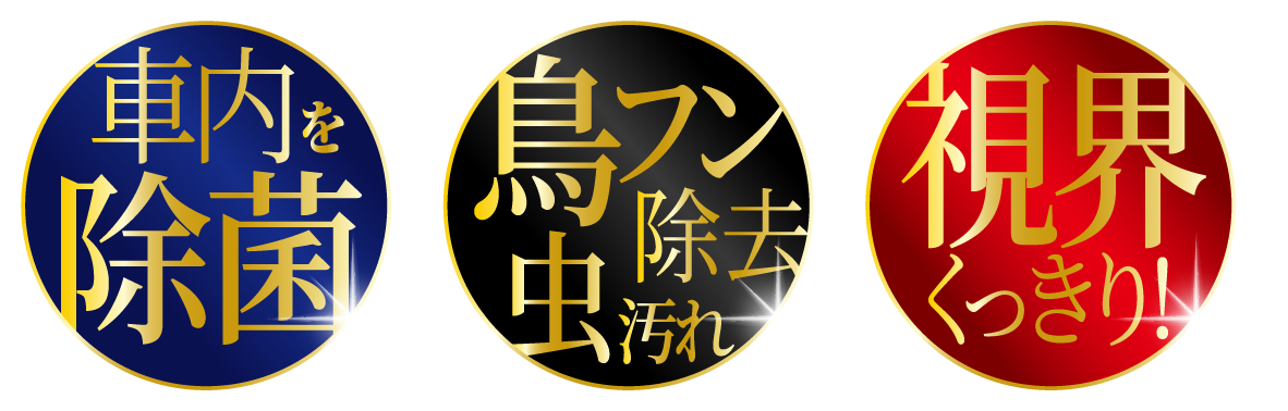 車内を除菌 鳥フン汚れ虫除去 視界くっきり！